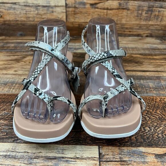 NWT A New Day Reptile Print Strappy Flat Ankle Strap Thong Sandals Shoes 7.5 - Picture 4 of 8